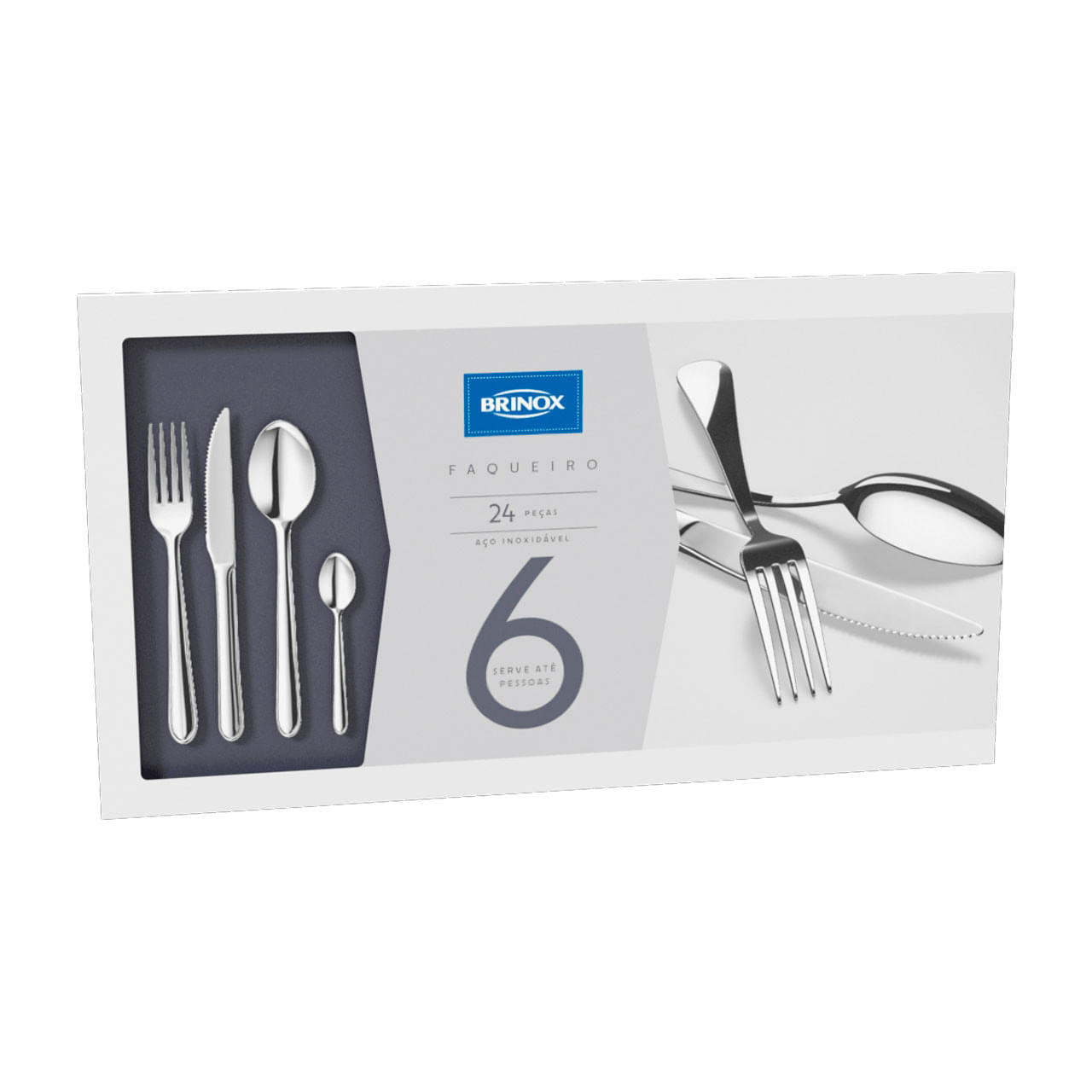 Faqueiro Brinox Lyon 24 Peças Aço Inoxidável